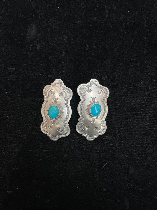 Kingman Turquoise Post Earrings by Jeff Largo