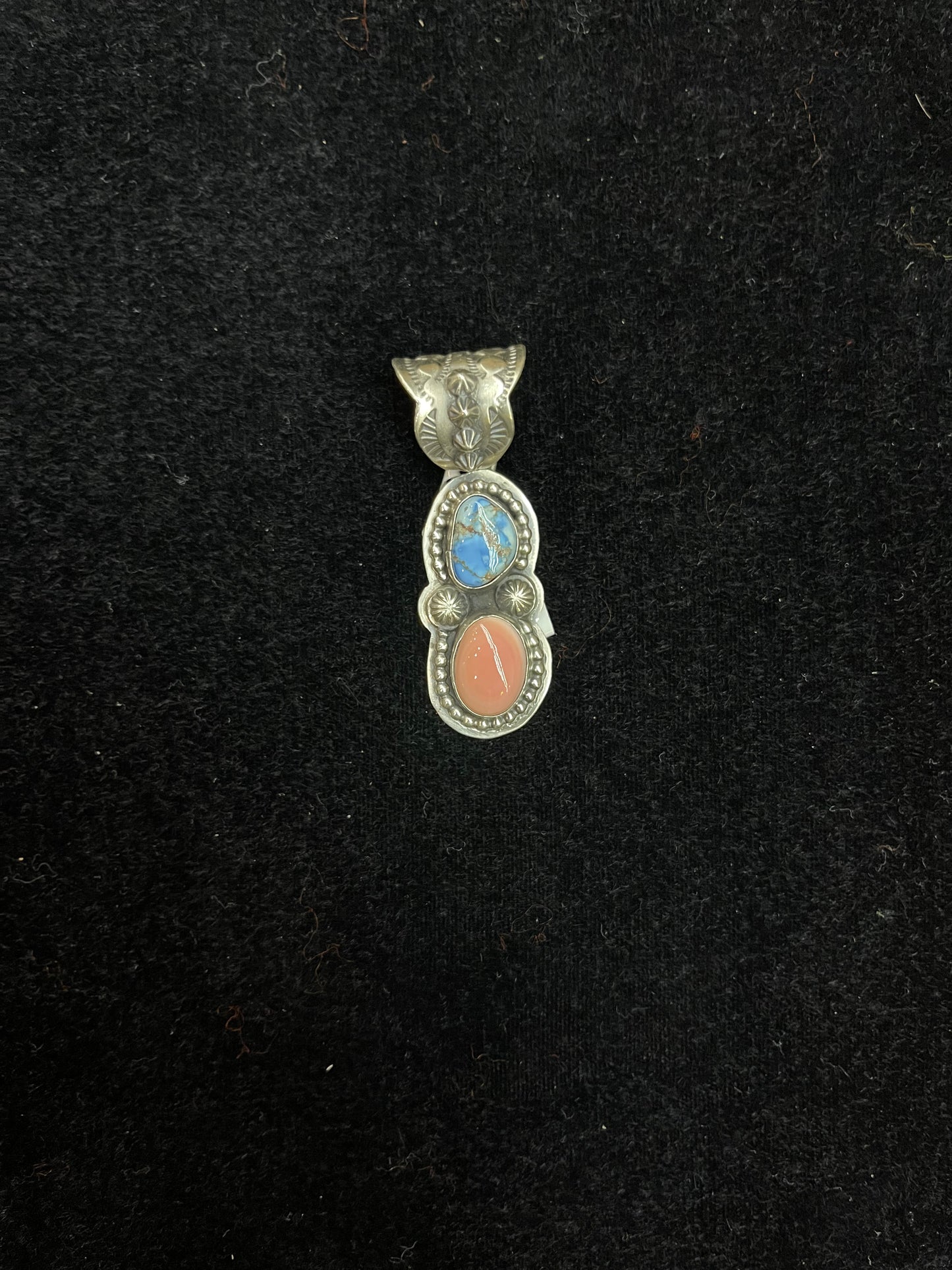 Golden Hills Turquoise and Pink Conch Shell Pendant Navajo