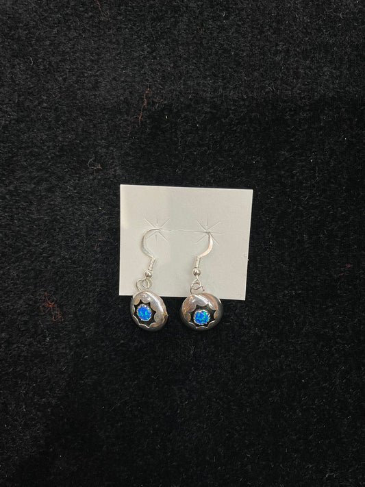 Blue Opal Shadowbox Dangle Earrings