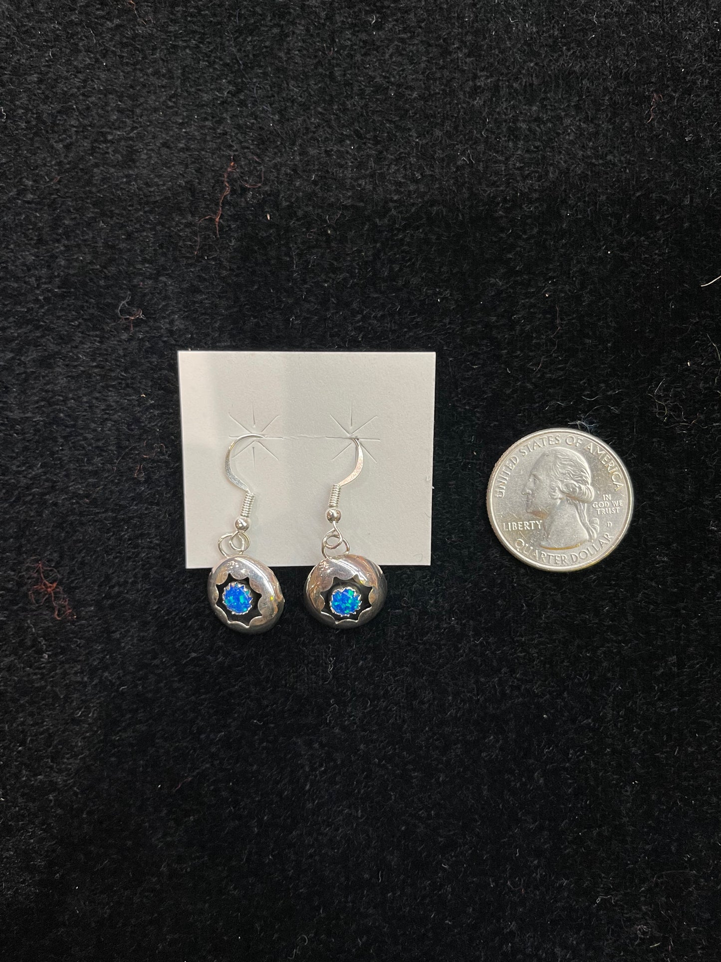 Blue Opal Shadowbox Dangle Earrings