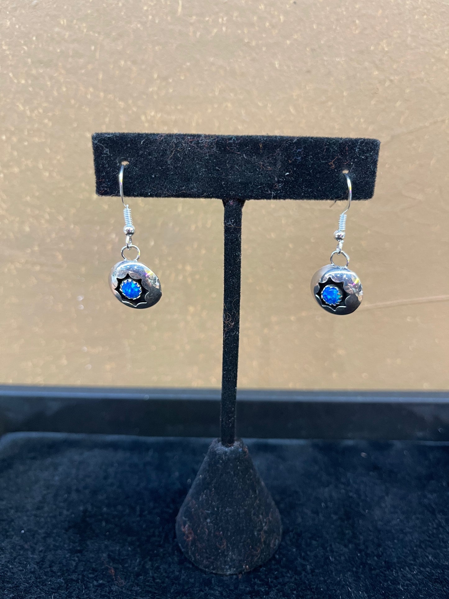 Blue Opal Shadowbox Dangle Earrings