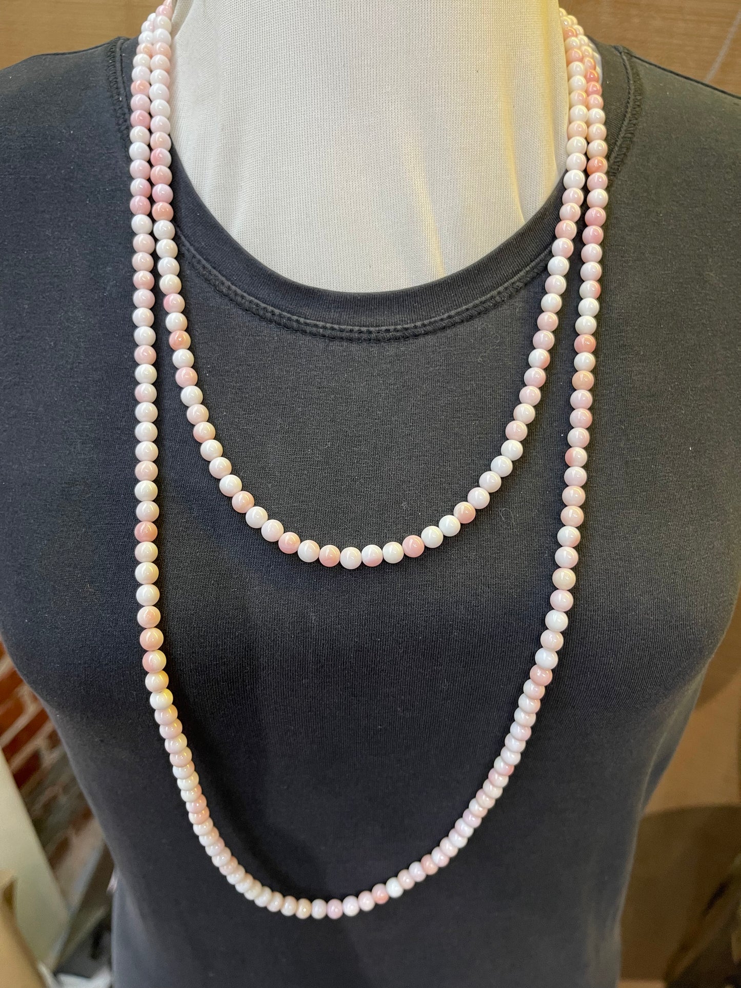 Pink Conch Shell 6mm 2 Strands 24" & 36" Necklace