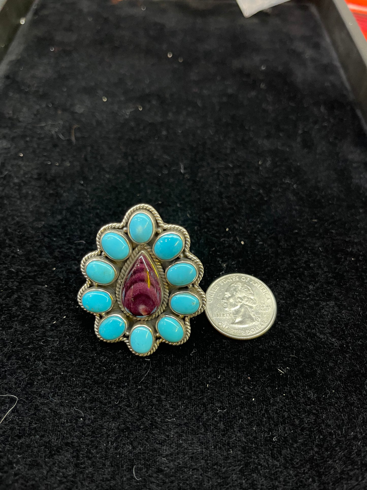 Sleeping Beauty Turquoise and Purple Spiny Oyster by Zia size 7.5