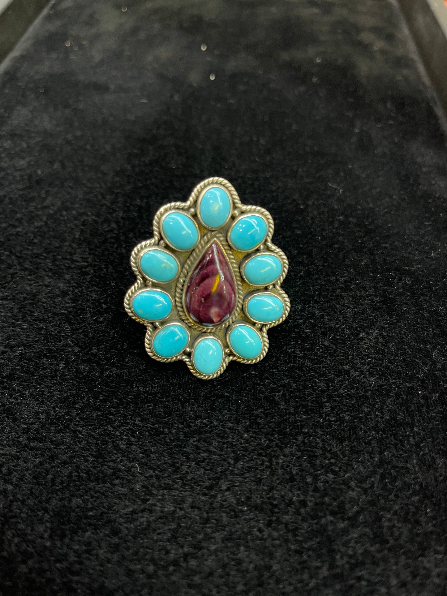 Sleeping Beauty Turquoise and Purple Spiny Oyster by Zia size 6.5