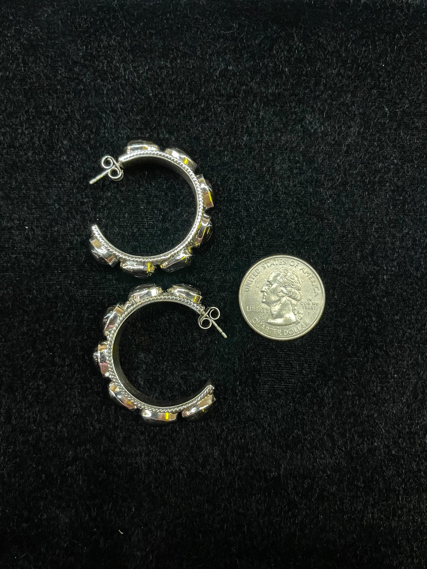 Black Onyx Hoop Earrings