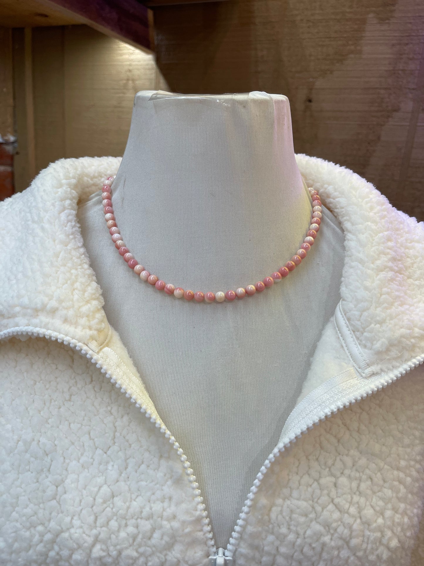 Pink Conch Shell 6mm 18" Necklace