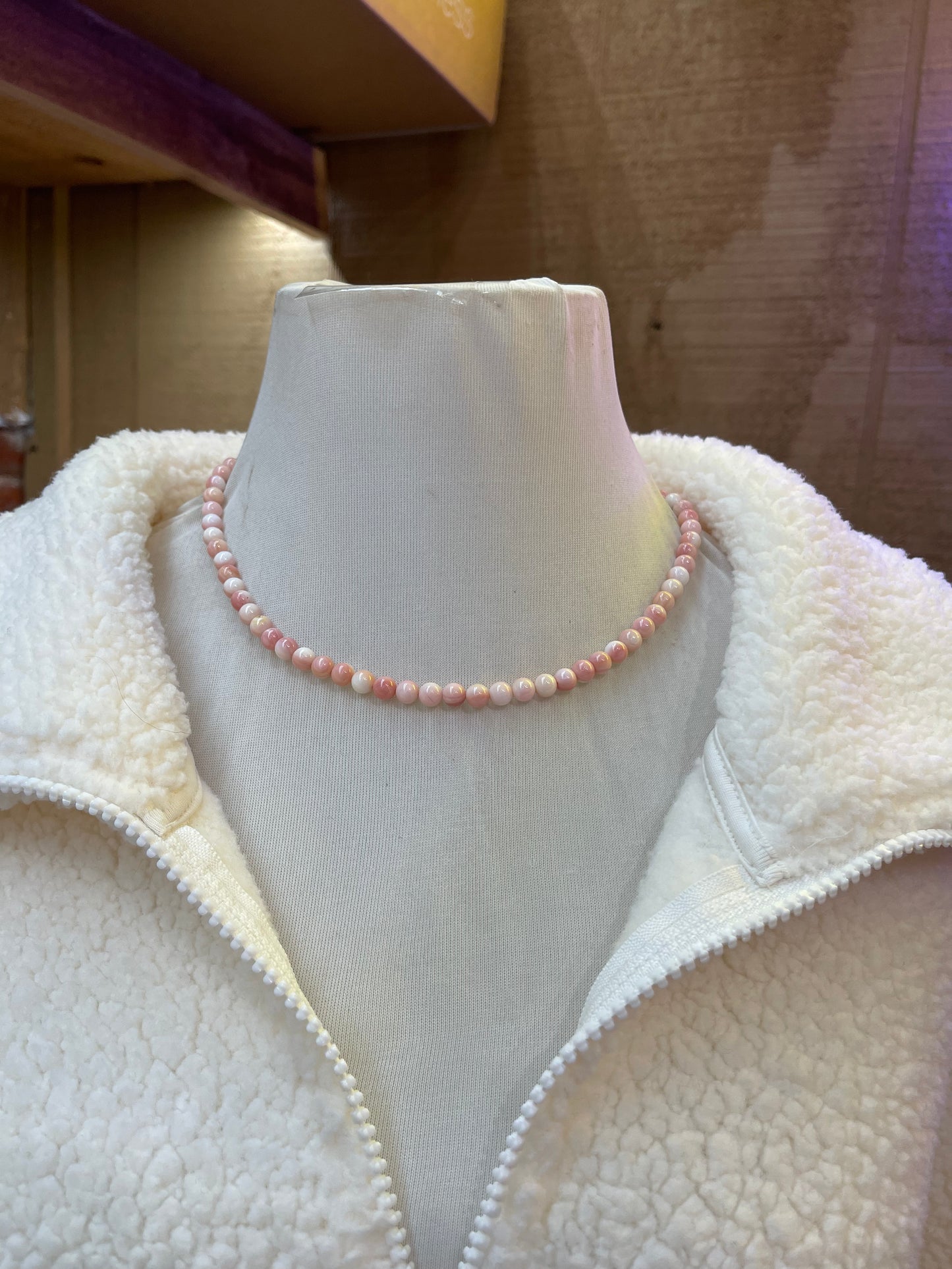 Pink Conch Shell 6mm 18" Necklace