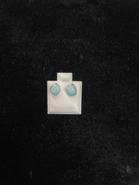 Larimar Oval 7 mm Post Earrings