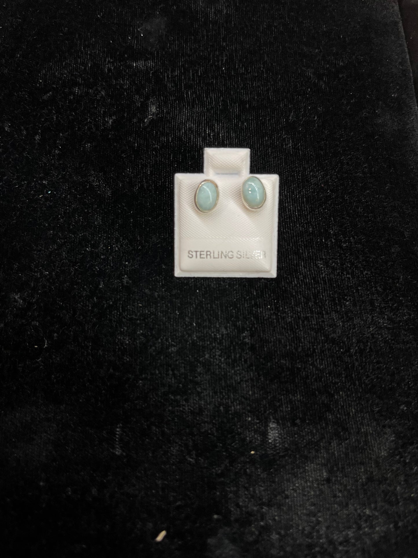 Small Larimar Oval Post Earrings