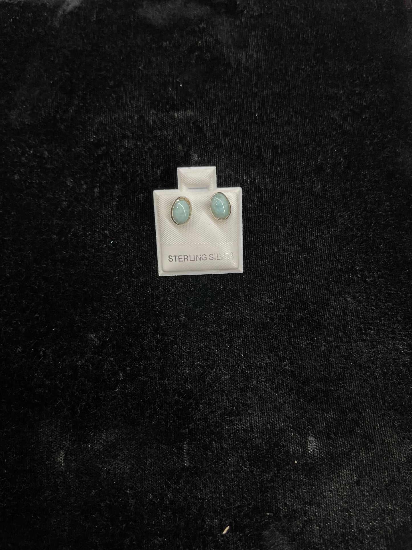 Small Larimar Oval Post Earrings