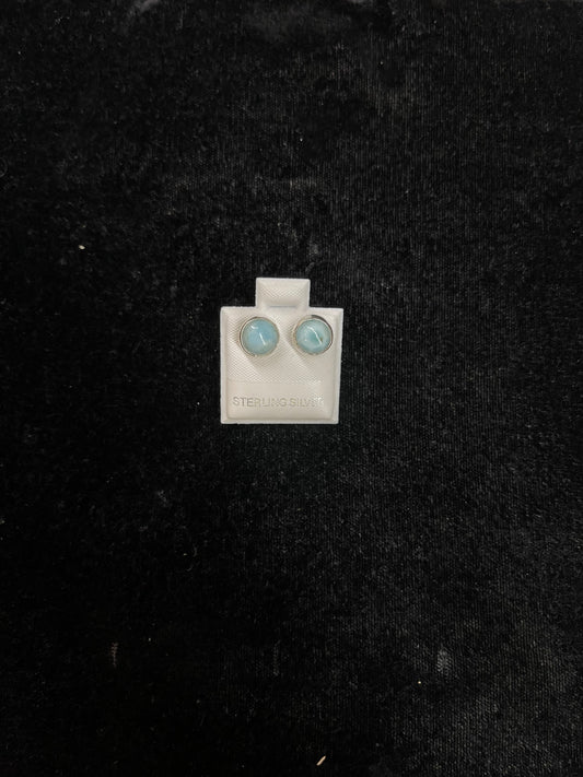 Larimar 7.5 mm Circle Post Earrings