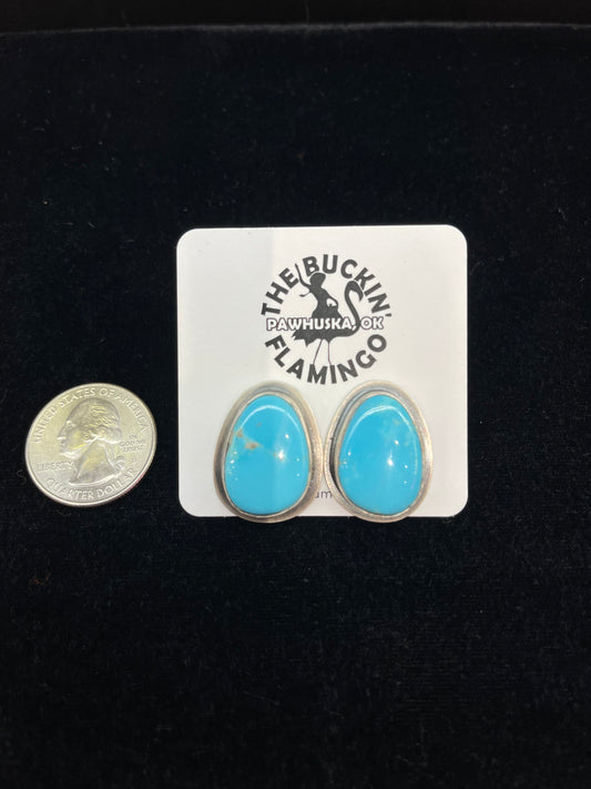 Kingman Turquoise Earrings by Zia (Post at Top)