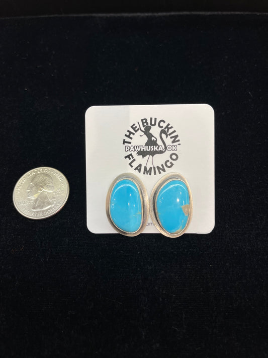 Kingman Turquoise Earrings by Zia (Post at Top)