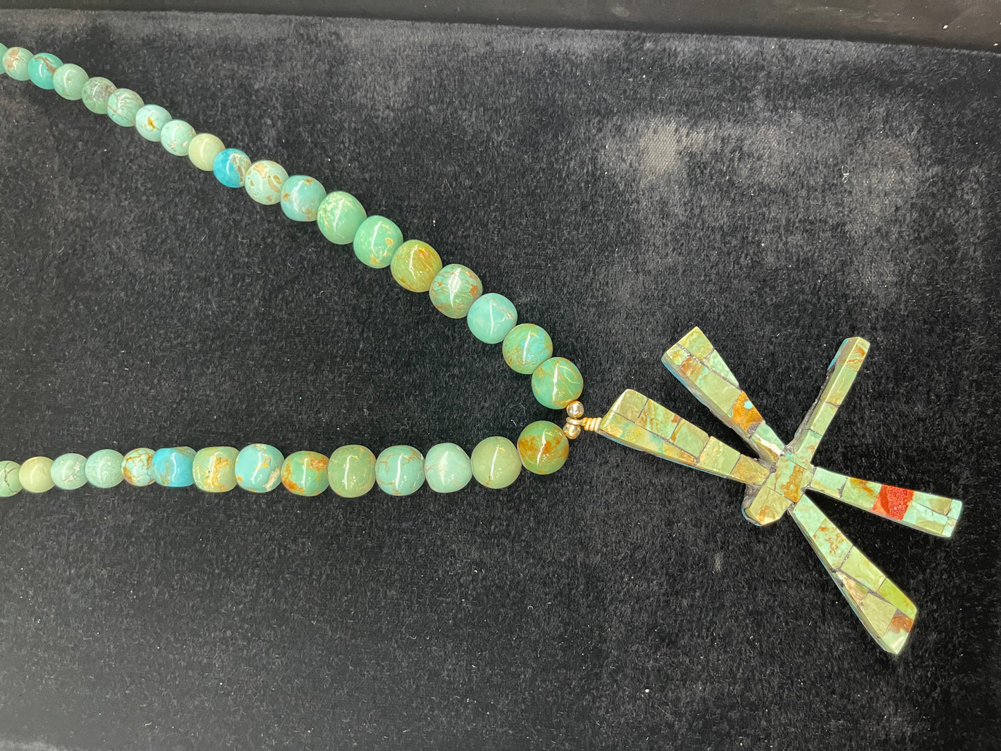 Natural Graduated Turquoise Beads Reversible Dragonfly Santo Domingo
