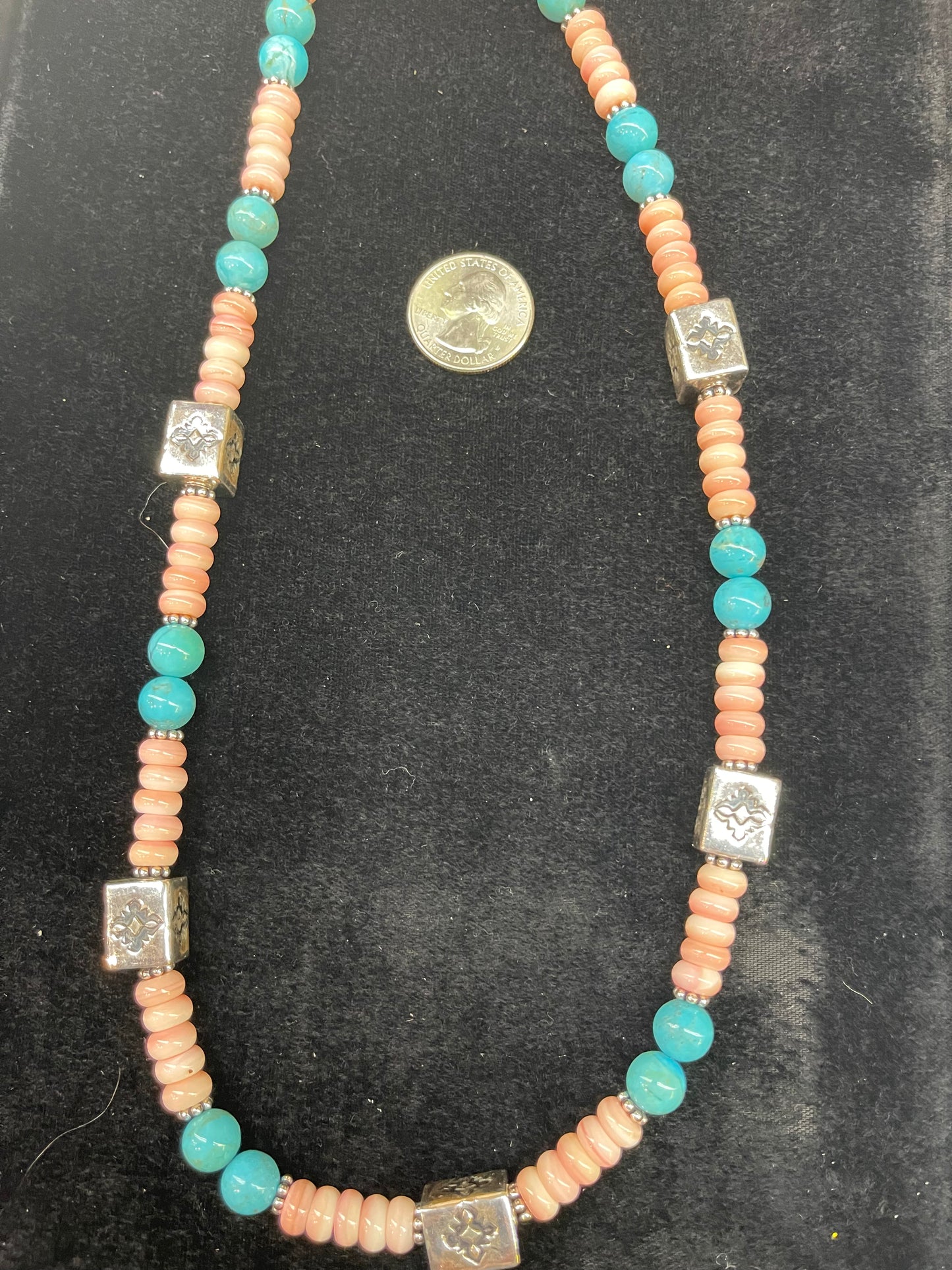 10mm Turquoise Beads and 8mm Conch Shell Beaded Necklace