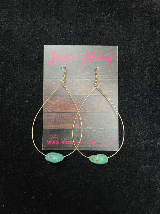 14K Gold Filled with Natural Turquoise Teardrop Earrings