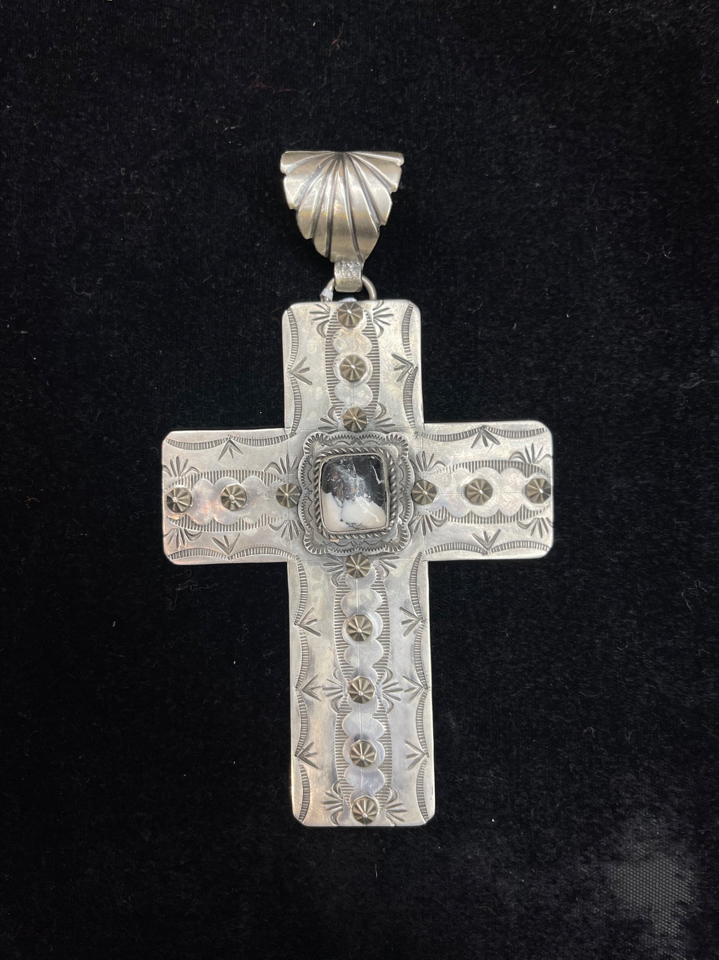 White Buffalo Cross Pendant