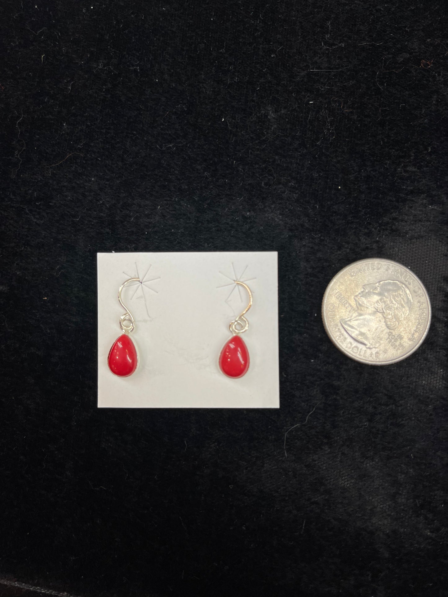 Red Coral Teardrop Earrings