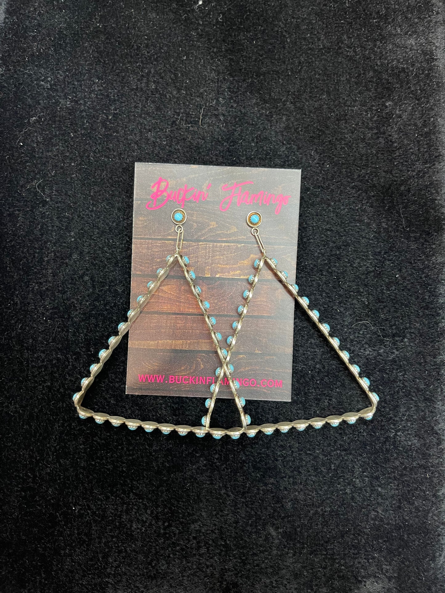Sleeping Beauty Turquoise Triangle Dangle Earrings by Zuni