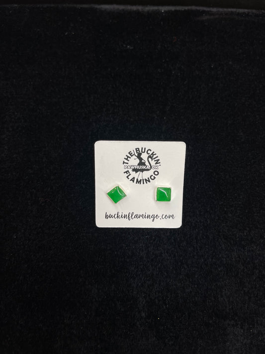 Jade 7 mm Square Post Earrings
