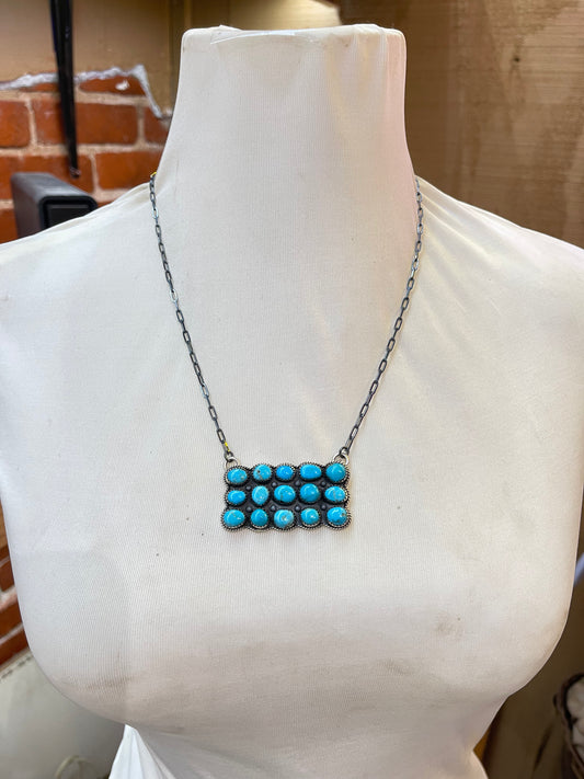 20” Natural Sleeping Beauty Turquoise Necklace w/ Sawtooth edge