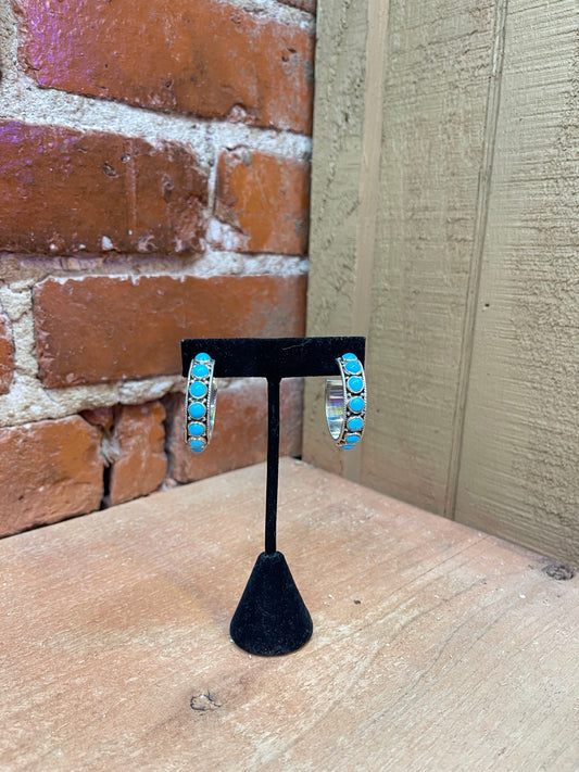 Sleeping Beauty Turquoise Hoop Earrings