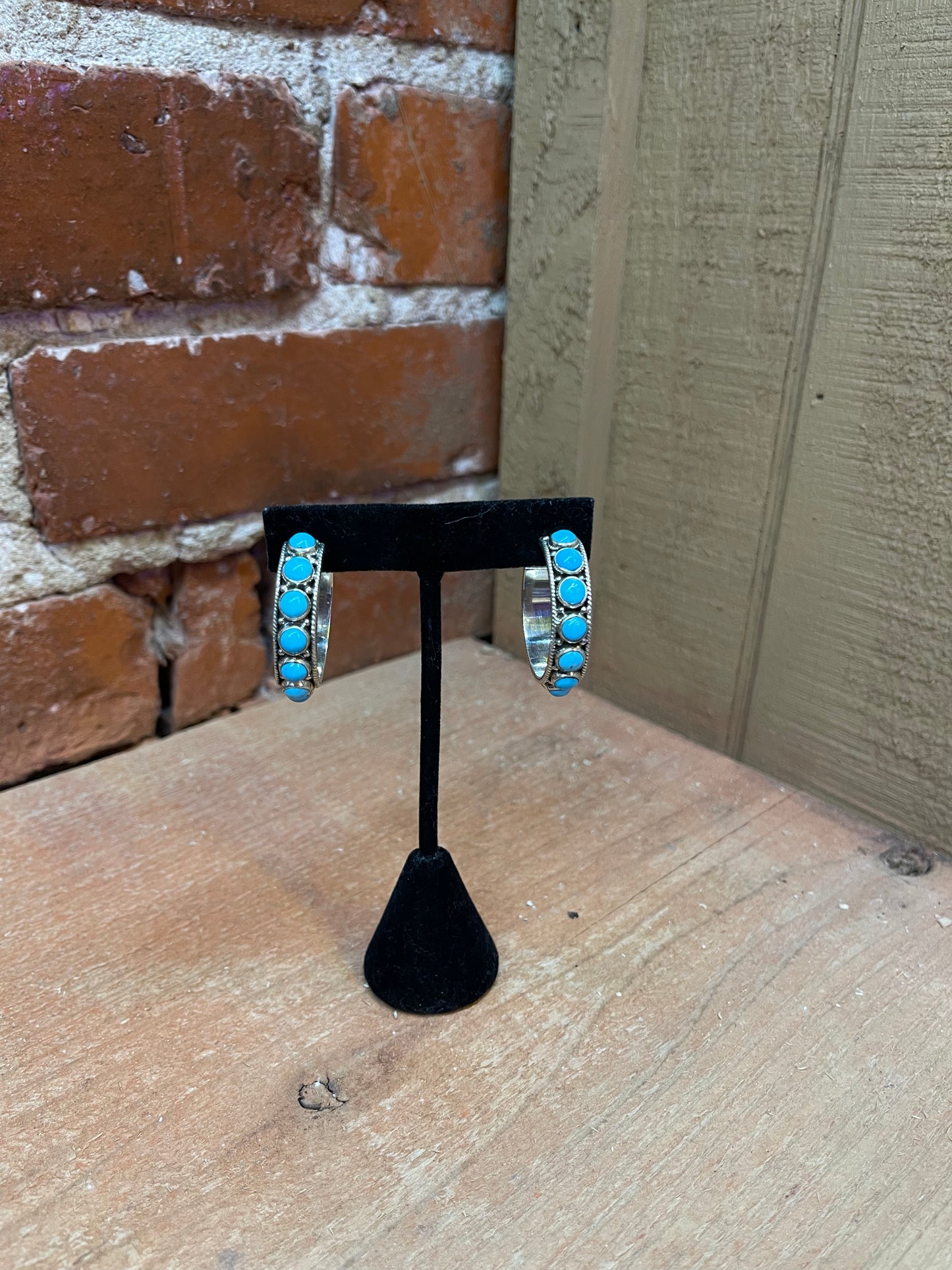 Sleeping Beauty Turquoise Hoop Earrings