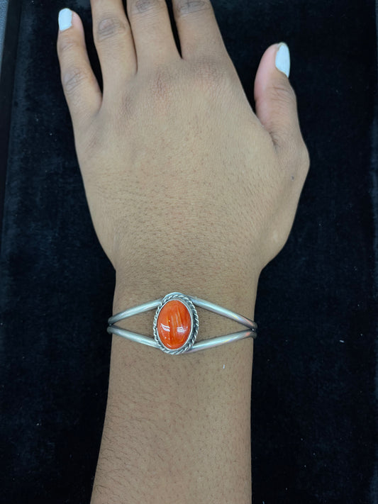 5 3/4”- 6 3/4” Spiny Oyster Shell Cuff by Boyd J. Ashley, Navajo