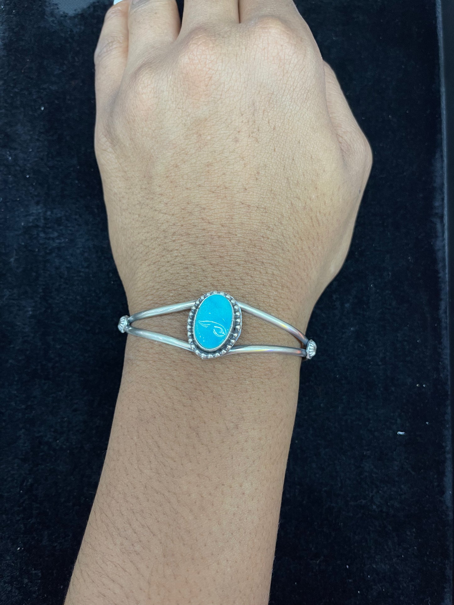 Kingman Turquoise Cuff by Boyd J. Ashley, Navajo