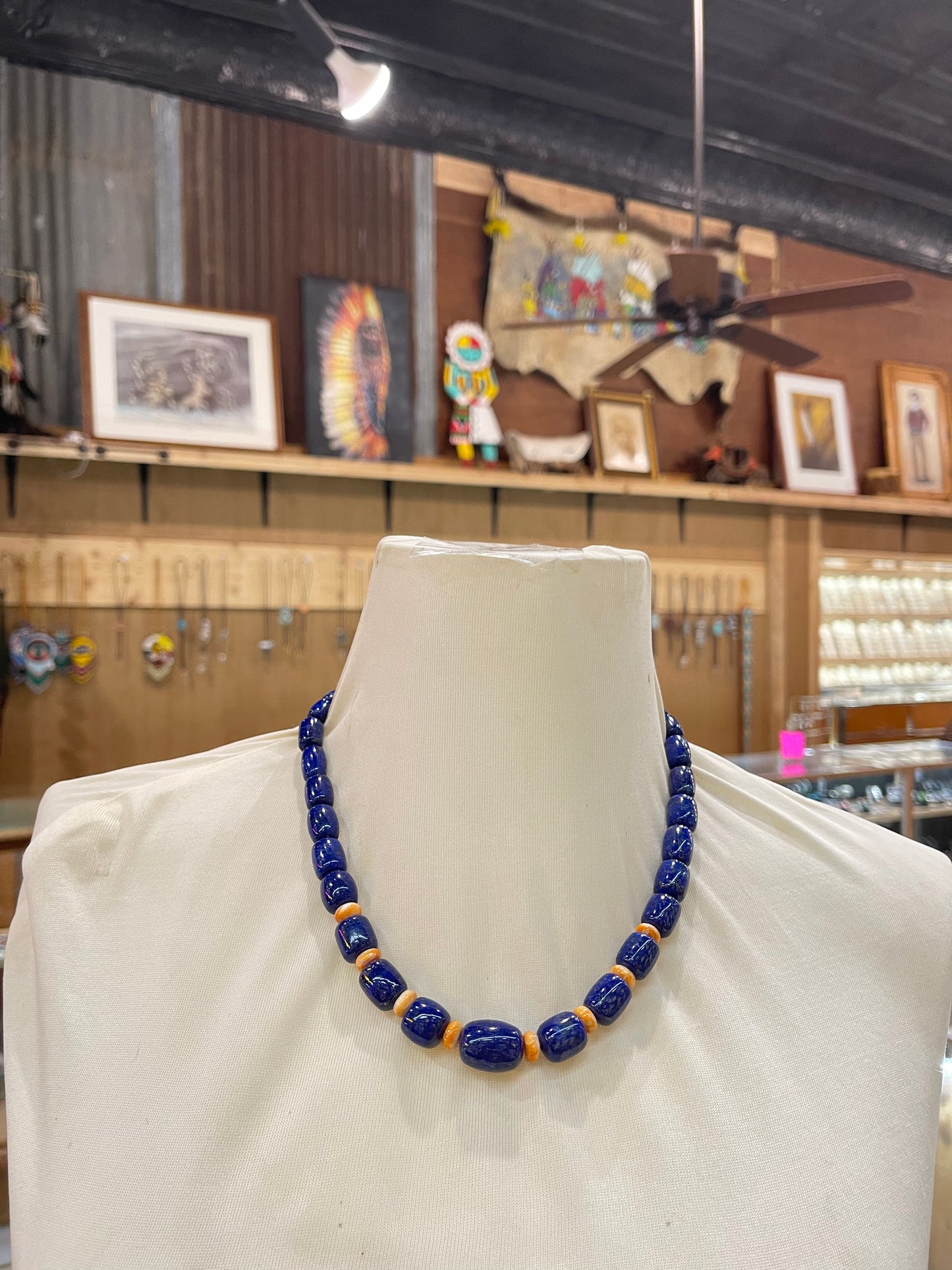 Lapis & Spiny Oyster Shell 19" Necklace