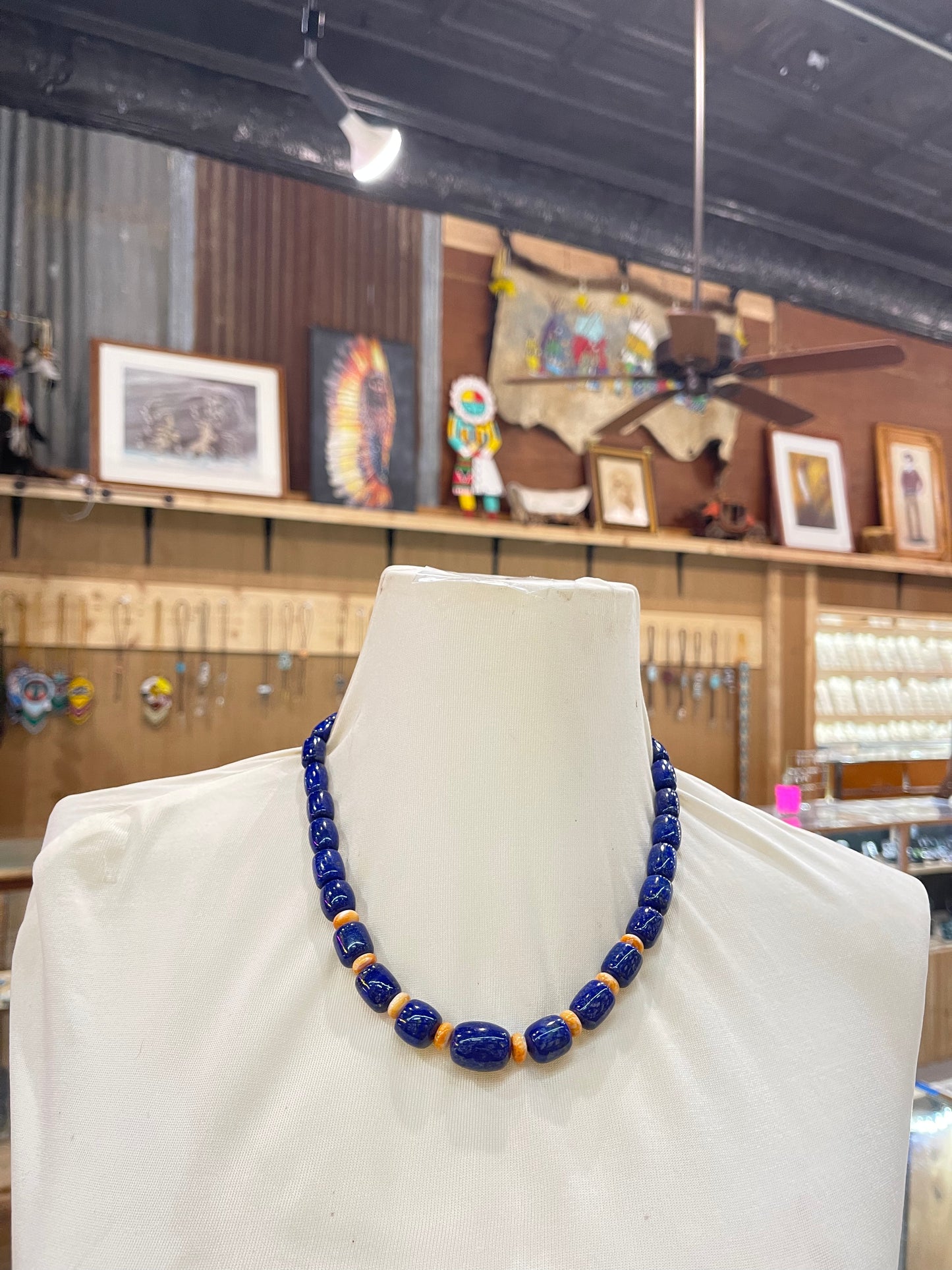 Lapis & Spiny Oyster Shell 19" Necklace