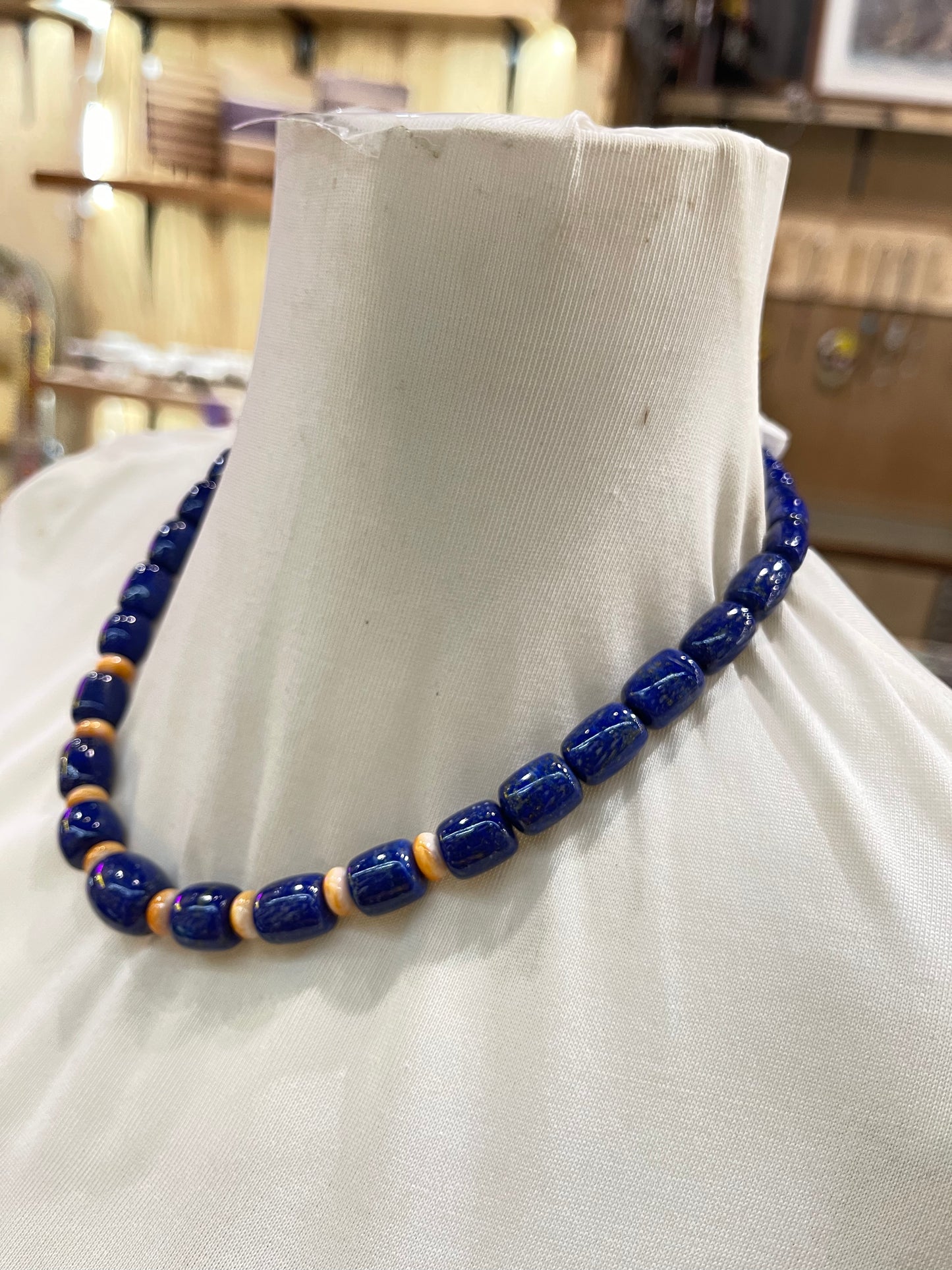 Lapis & Spiny Oyster Shell 19" Necklace