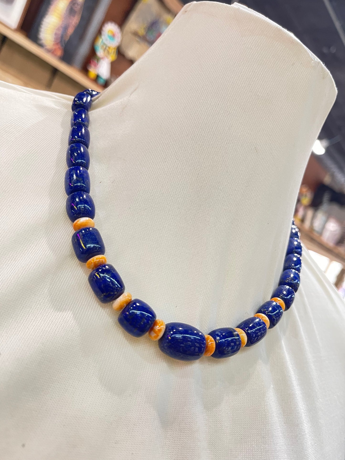 Lapis & Spiny Oyster Shell 19" Necklace