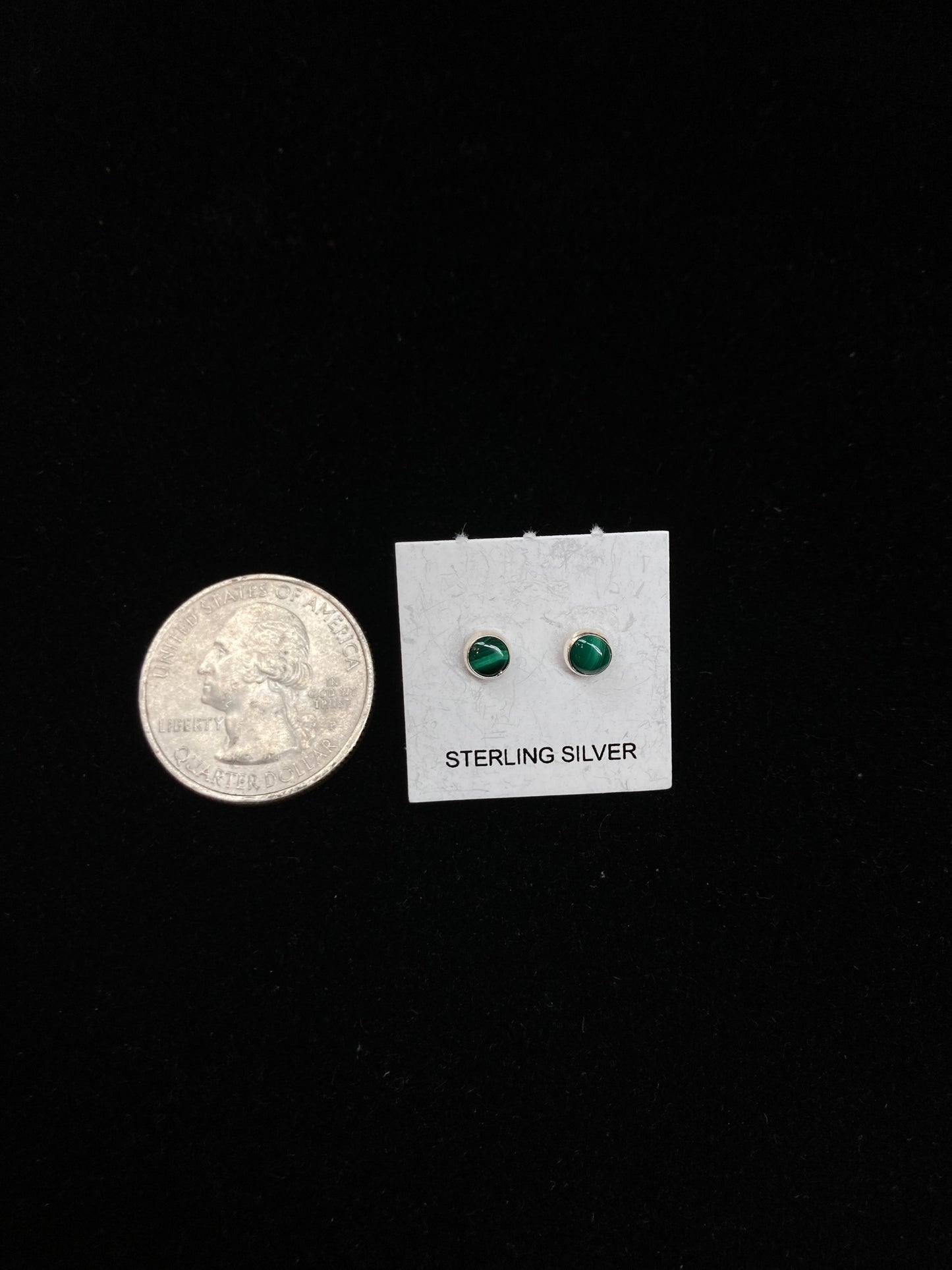 Dainty Small Malachite Circle Post Earrings