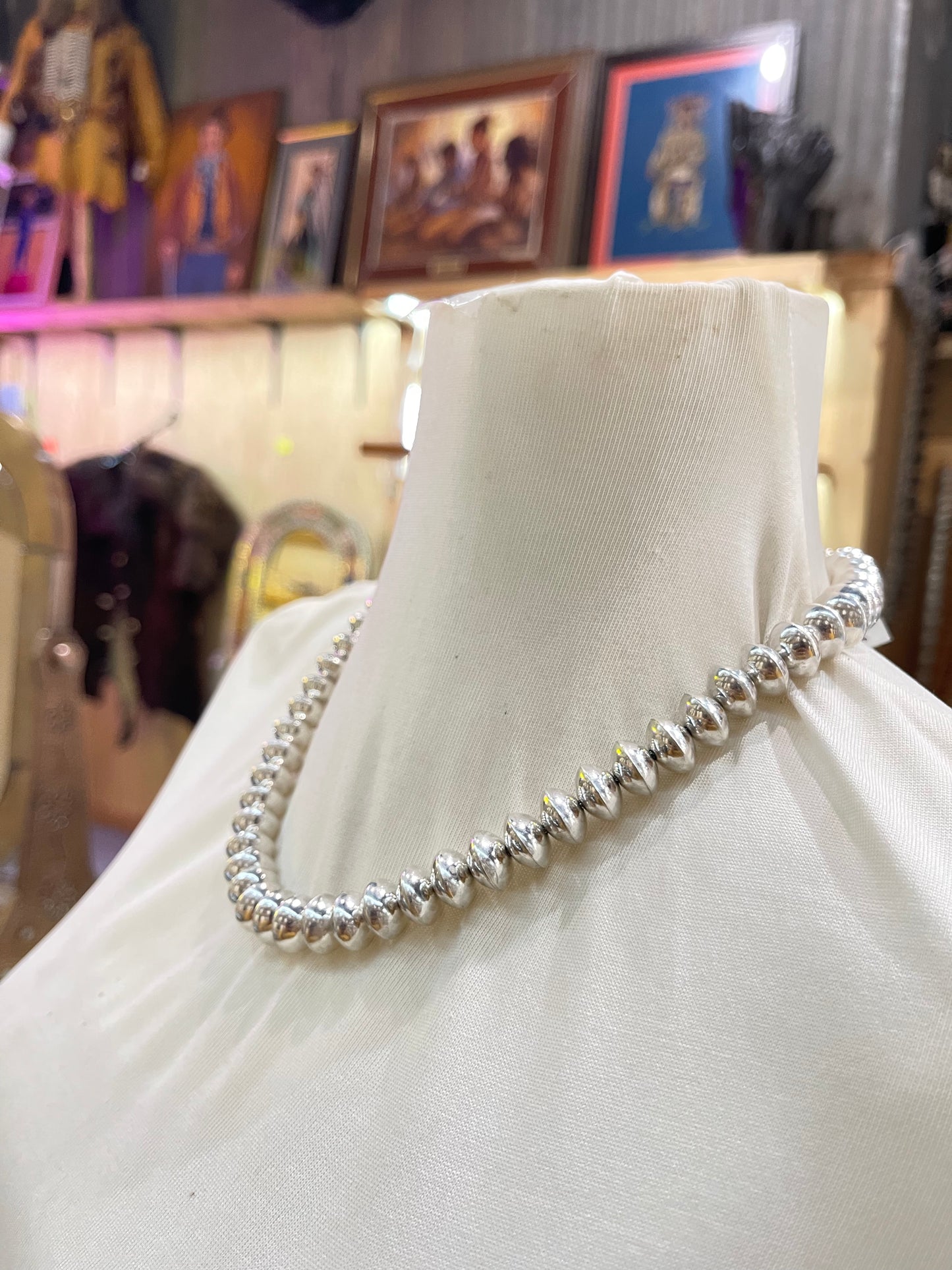 12mm 20” Handmade Navajo Pearls by Tonisha Haley, Navajo