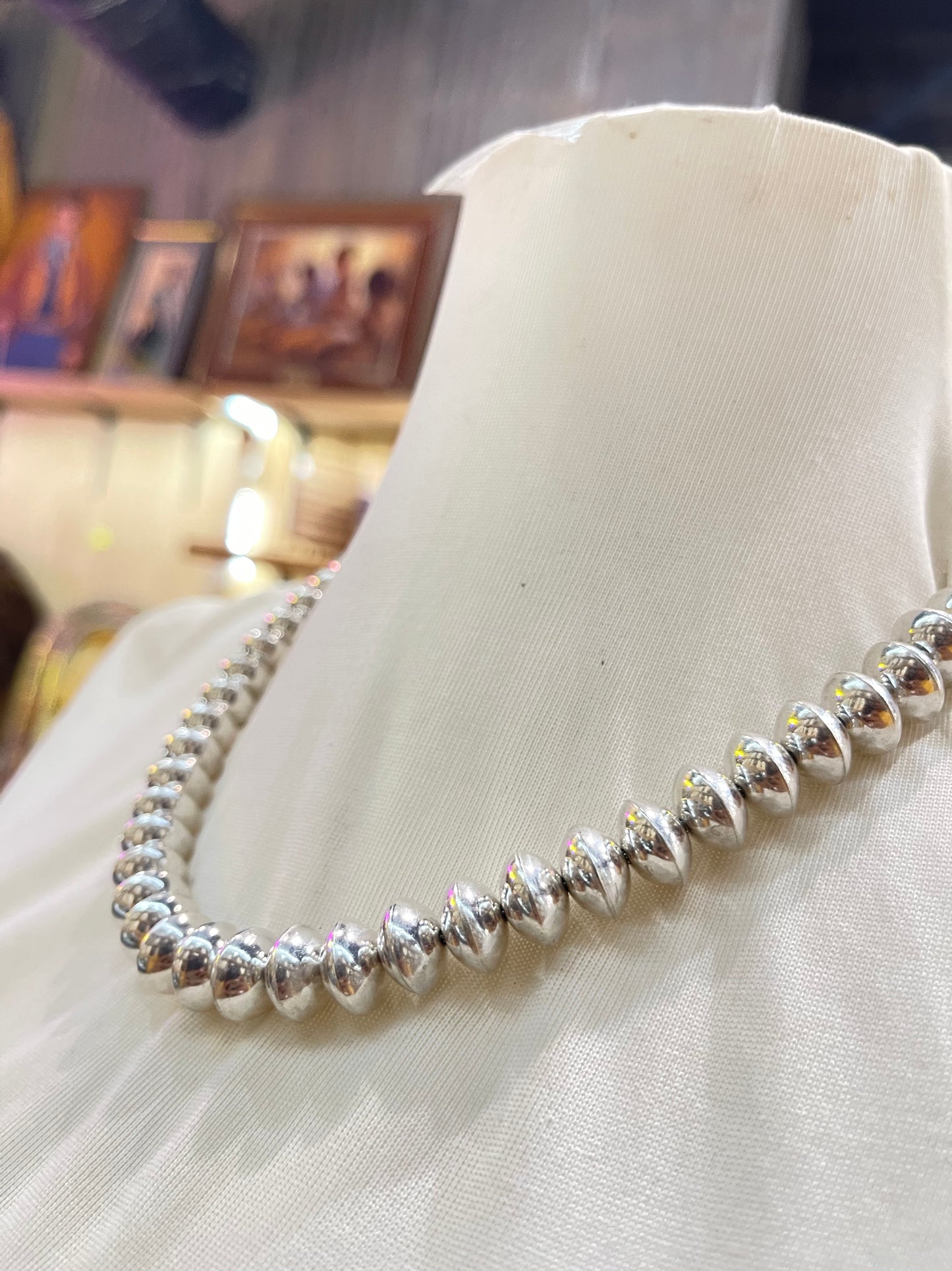 12mm 20” Handmade Navajo Pearls by Tonisha Haley, Navajo