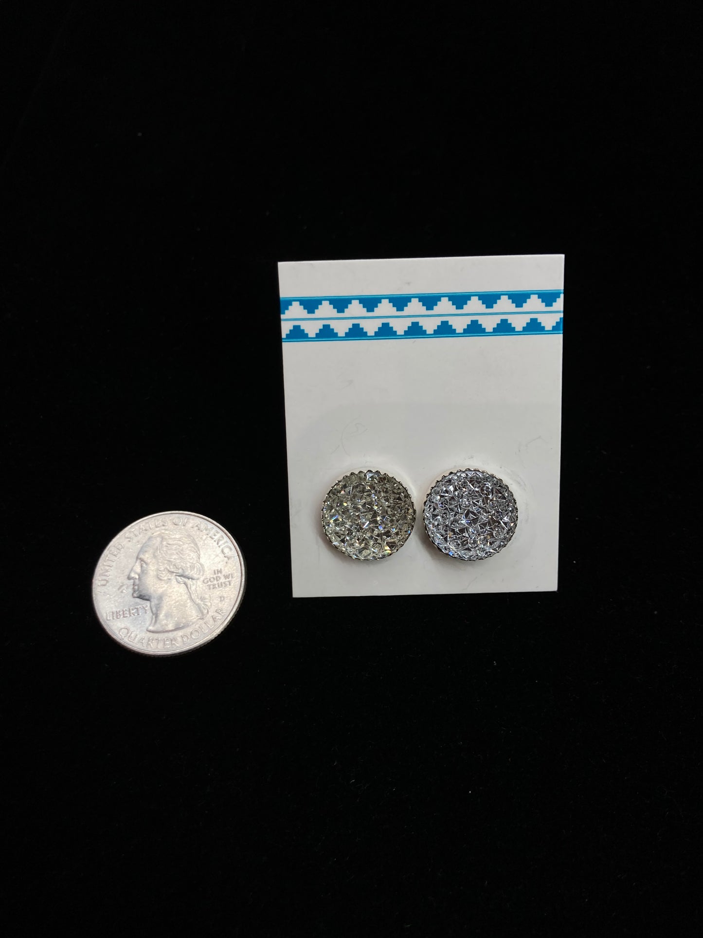 Silver Acrylic Stone Post Earring by Christina Jackson, Navajo