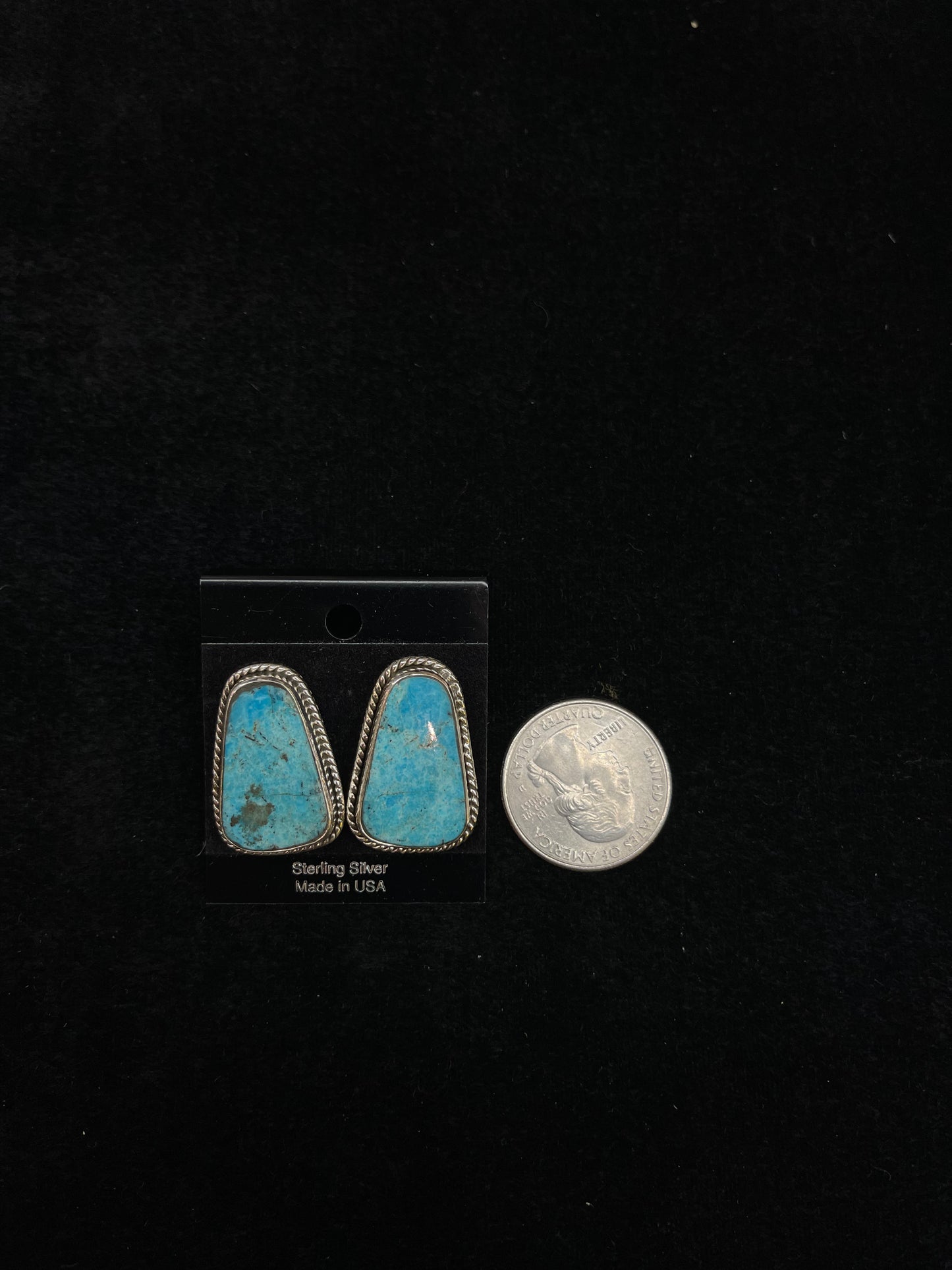 Kingman Turquoise Earrings Post at Top