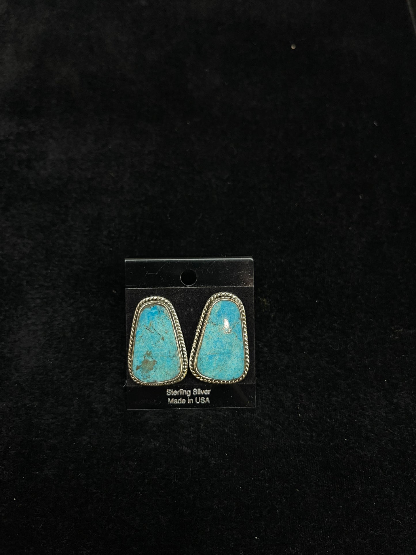 Kingman Turquoise Earrings Post at Top