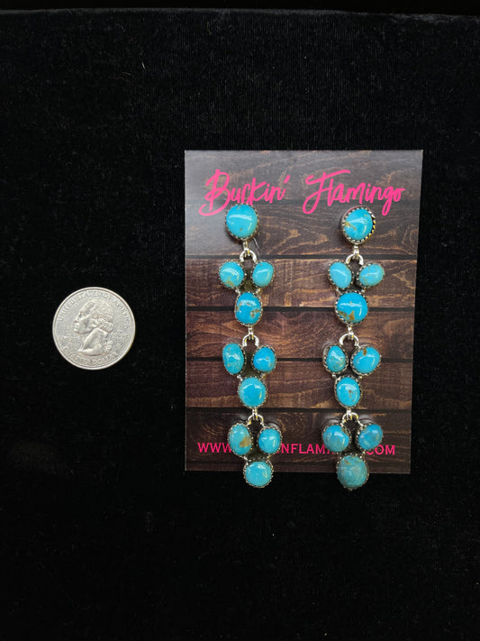 3" Sleeping Beauty Multi-stone Post Dangle Earrings