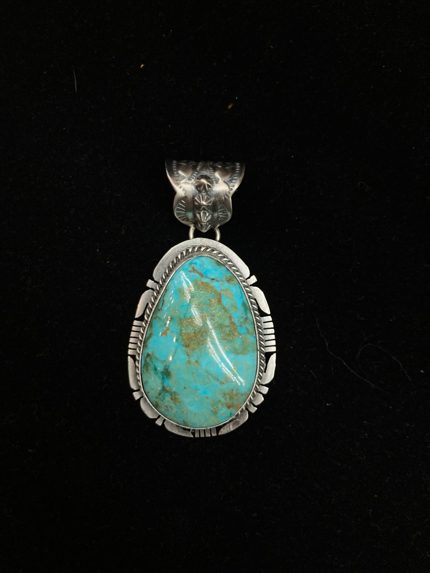 Kingman Turquoise Pendant with a 12mm Bale by J. Nelson, Navajo