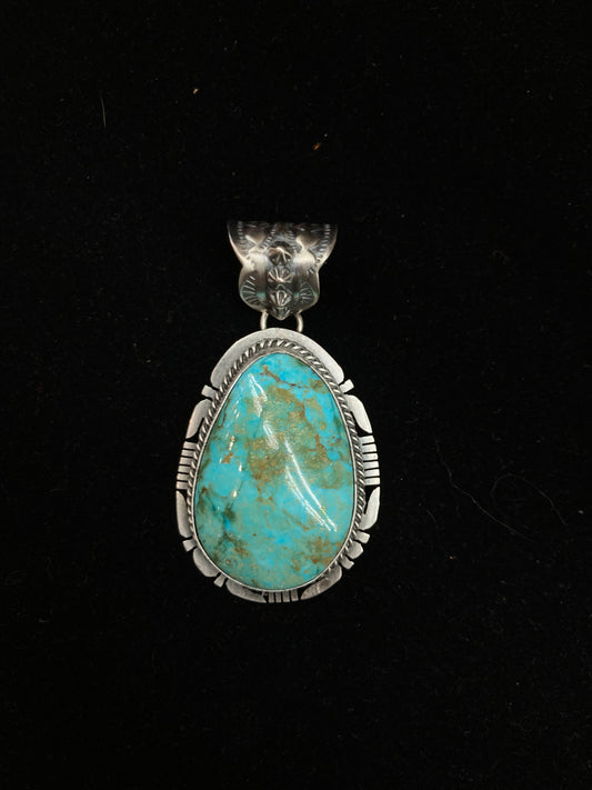 Kingman Turquoise Pendant with a 12mm Bale by J. Nelson, Navajo