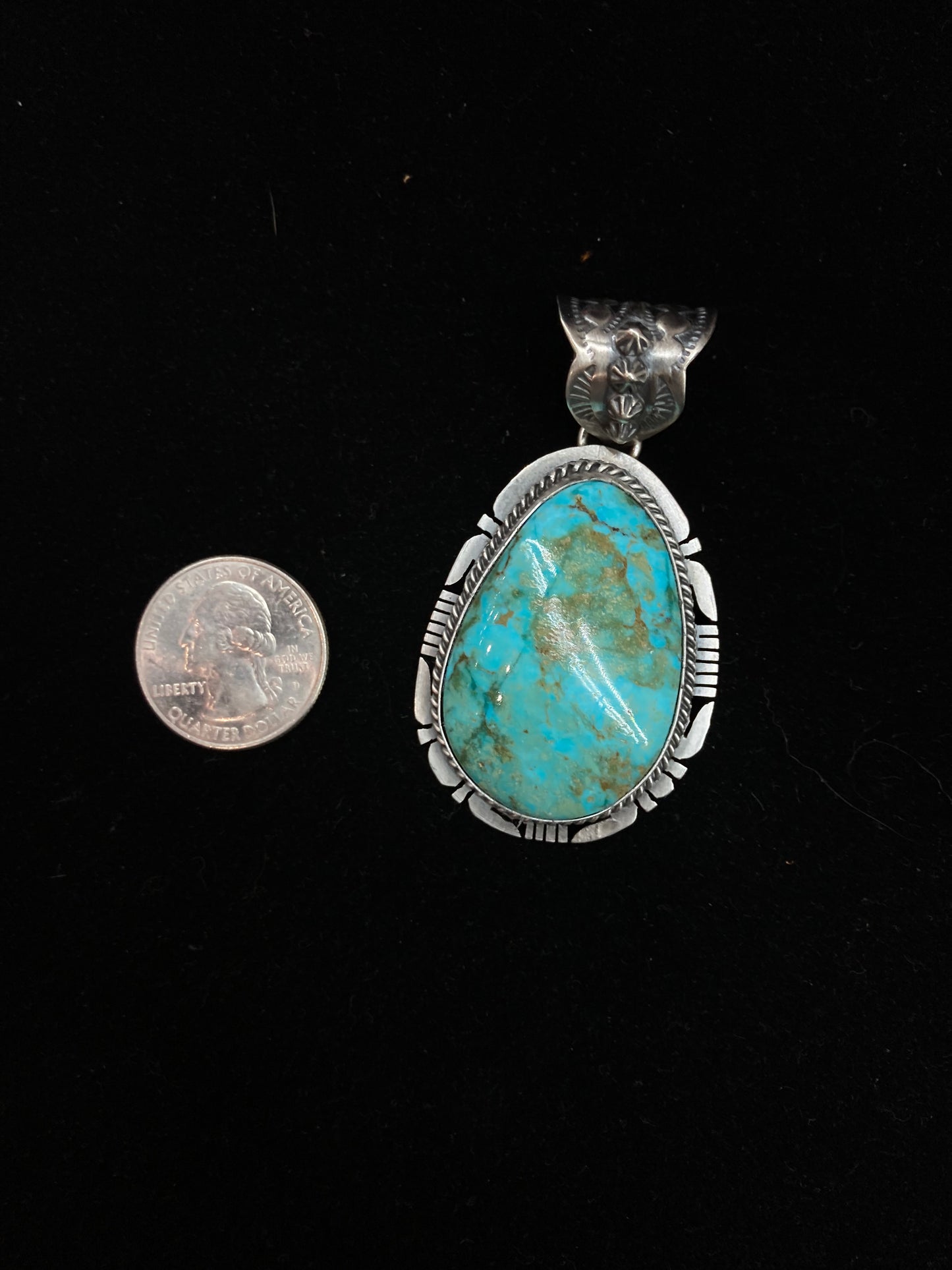 Kingman Turquoise Pendant with a 12mm Bale by J. Nelson, Navajo