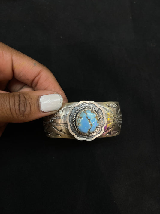 Golden Hill Turquoise 6”-7 1/2” Cuff by Boyd Ashley, Navajo