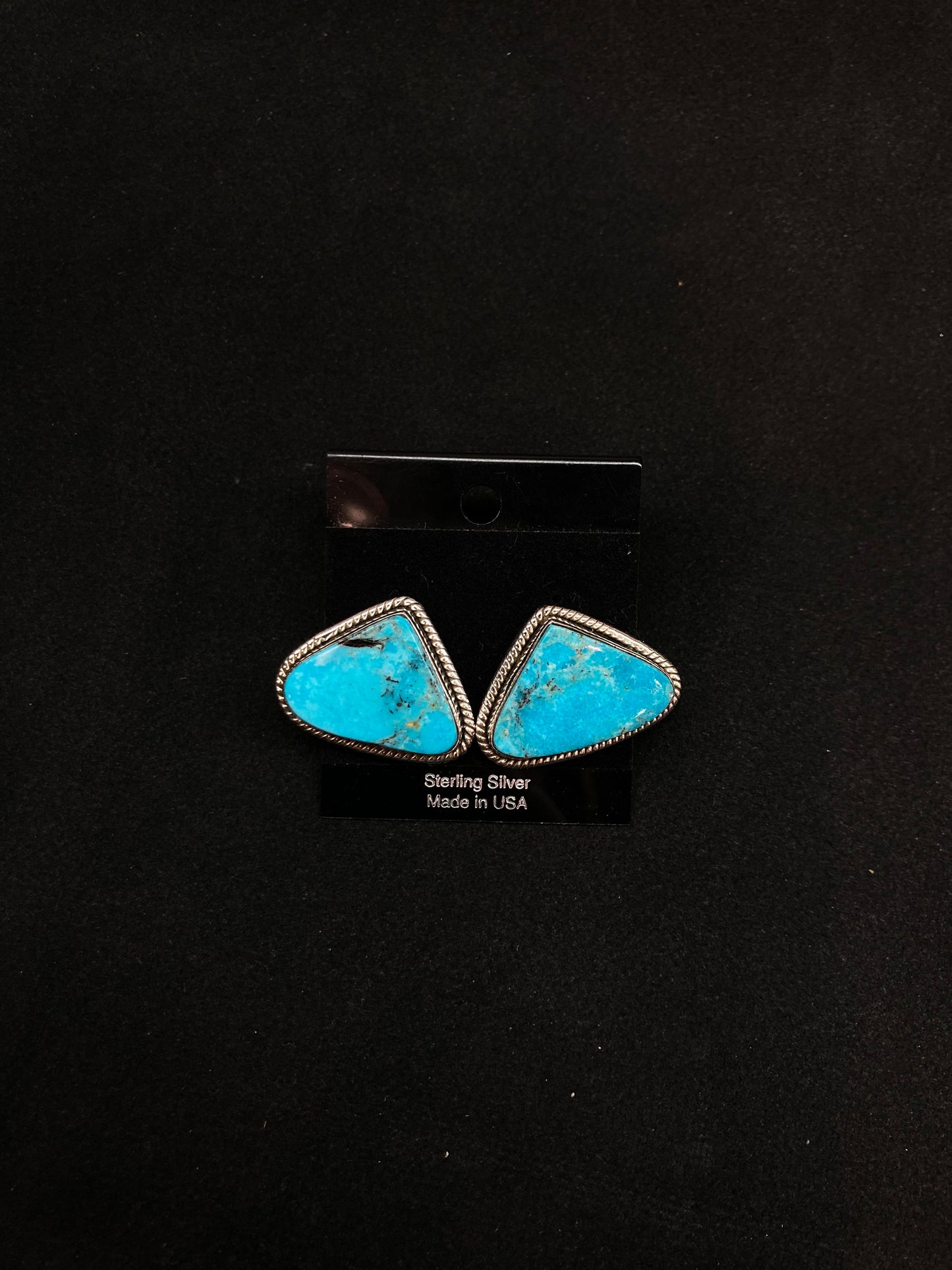 Triangle Kingman Turquoise Post Earrings