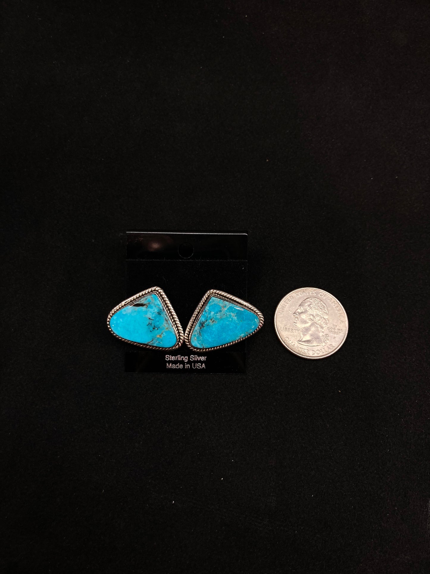 Triangle Kingman Turquoise Post Earrings