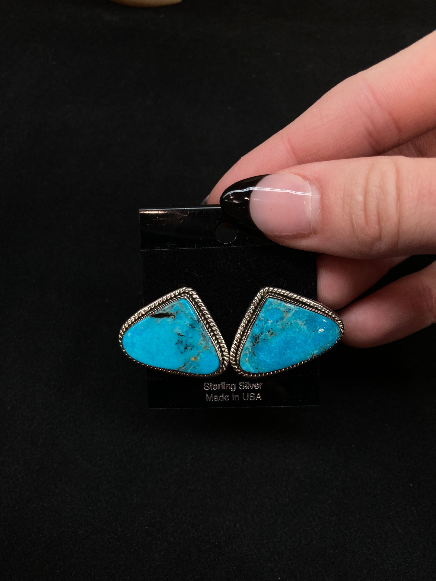 Triangle Kingman Turquoise Post Earrings