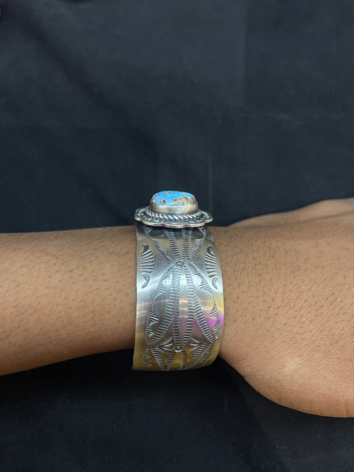 Golden Hill Turquoise 6”-7 1/2” Cuff by Boyd Ashley, Navajo