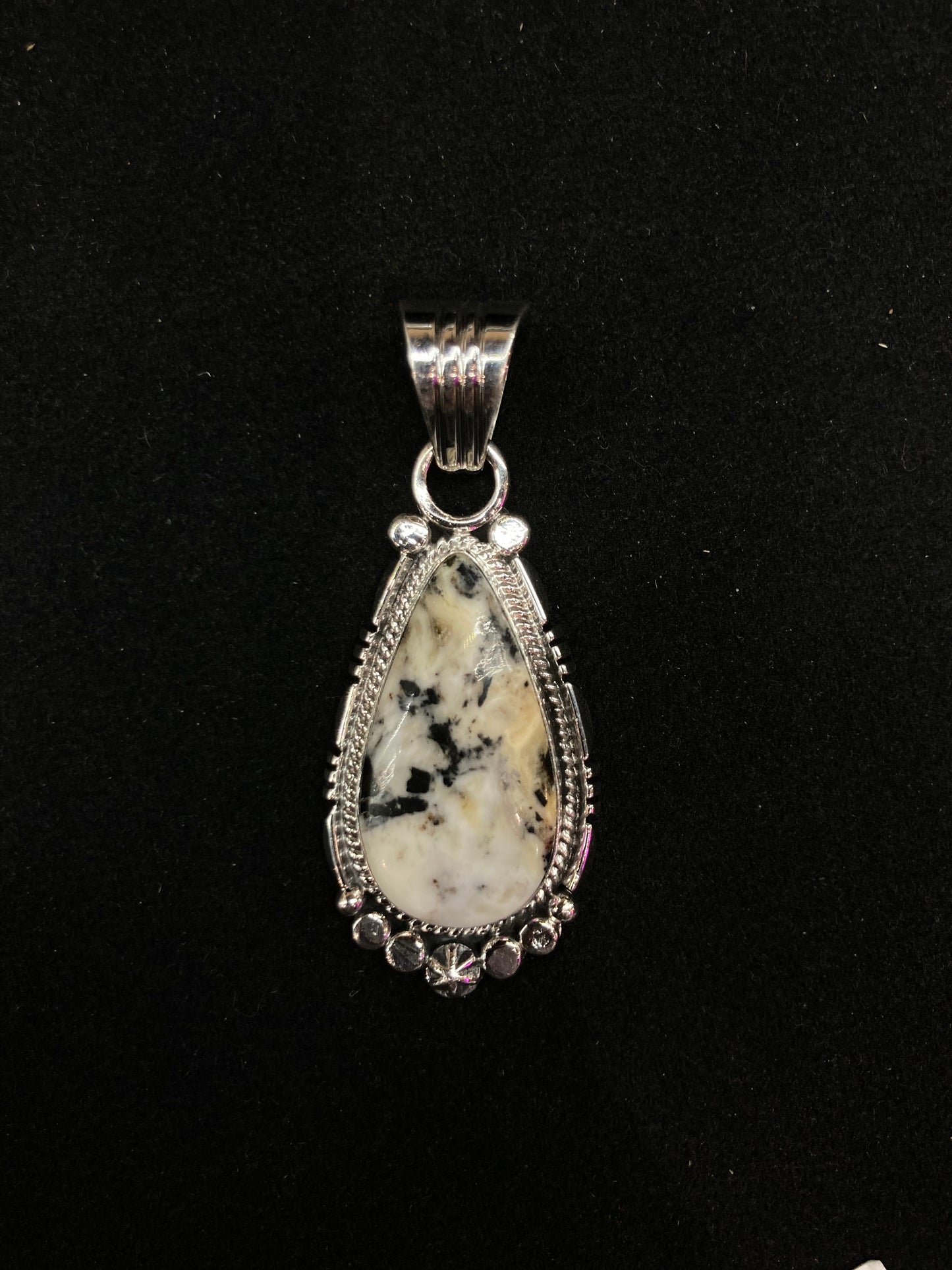 White Buffalo Pendant with a 7mm Bale by Daniel Benally, Navajo