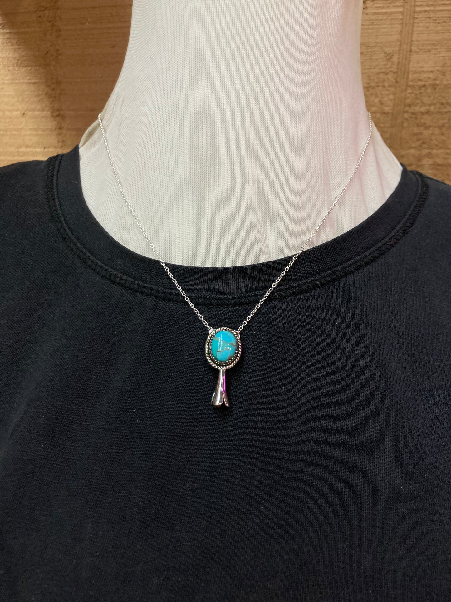 18”+2” Kingman Turquoise Blossom Necklace